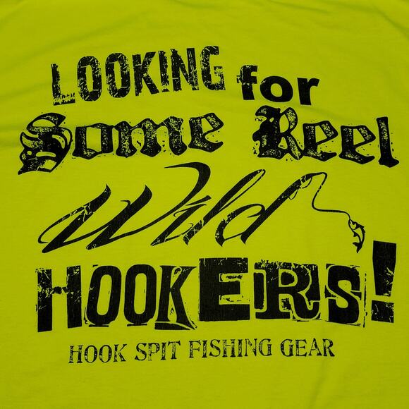 Hook Spit Fishing Gear LS Yellow Unisex Tee (Gildan) "Looking For.." - Large - Picture 3 of 6